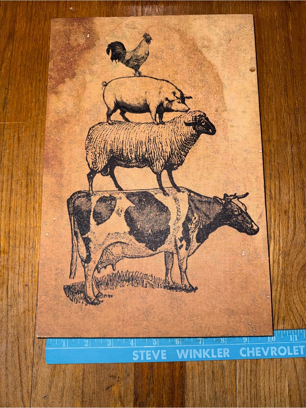 Farm Animal Stack Wall Art - Rustic Cow Sheep Pig Rooster